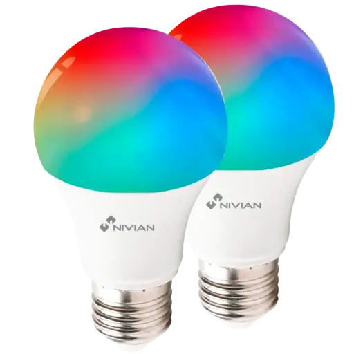 [2XNVS-BULB-RGBW-9E27-W] Nivian Pack de 2 Ampoules Wi-Fi RGB