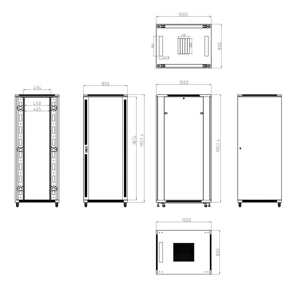 Baie Informatique 42U + plateau +bandeau 6 prises 220V+ 4 ventilateur / RACK-42U-10D