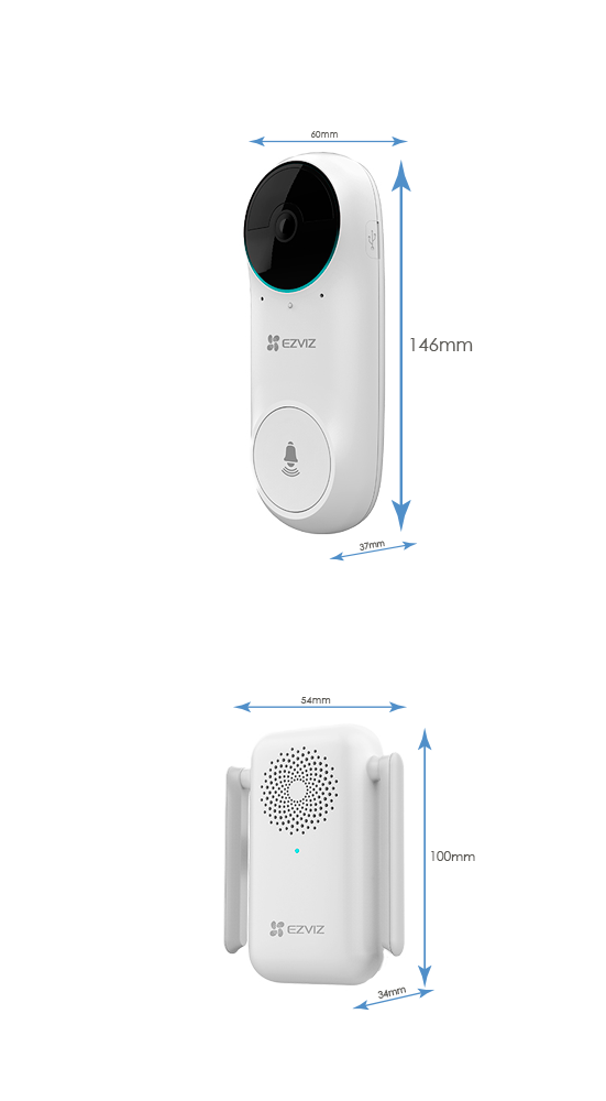 Kit sonnette vidéo sans fil à batterie + carillon EZVIZ