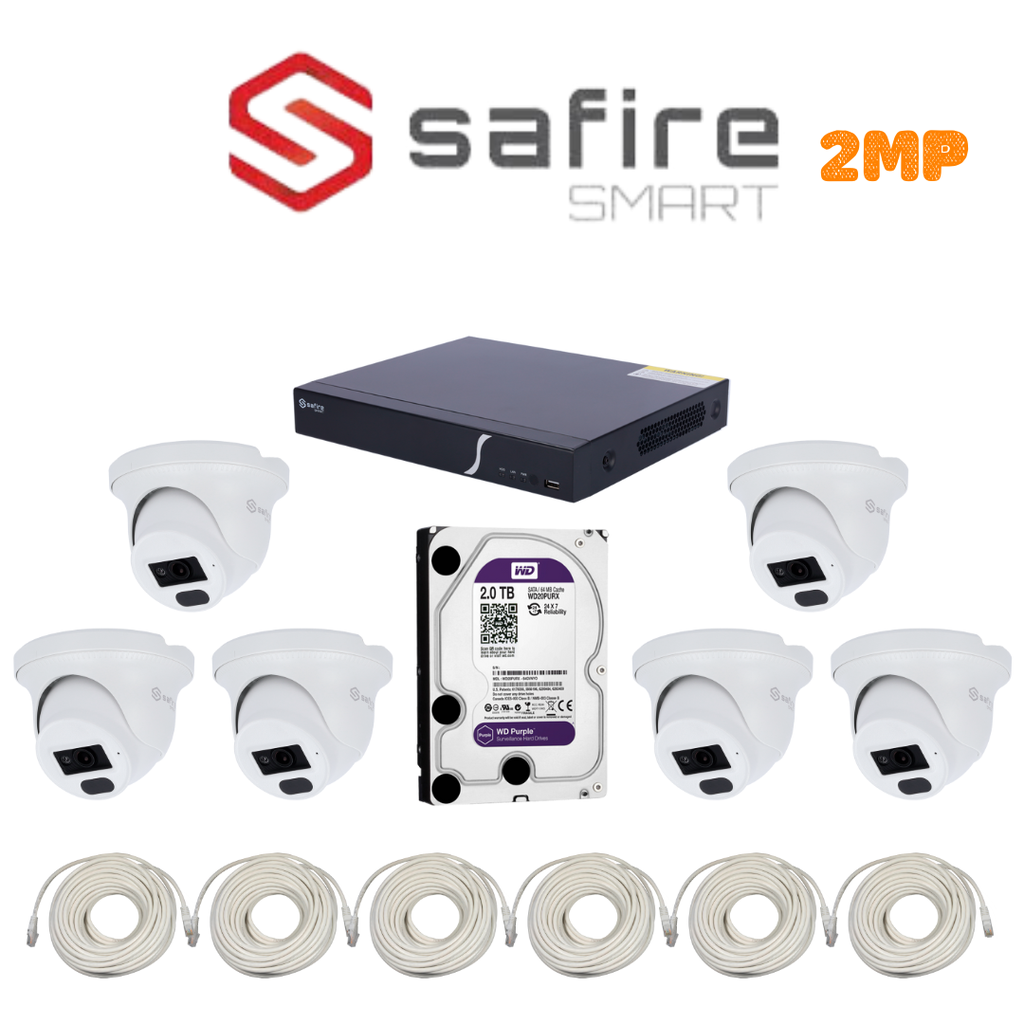 PACK 6 CAMERA SAFIRE SMART 2MP-IP / PACK-SFSMART-IP-6-2MP