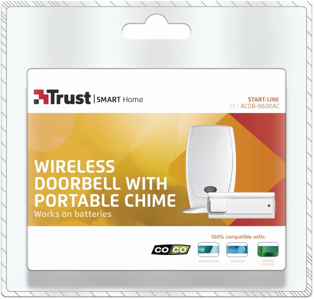 Trust Smart Home ACDB-6600AC Sonnette de Porte avec Carillon Portable sans fil - Blanc