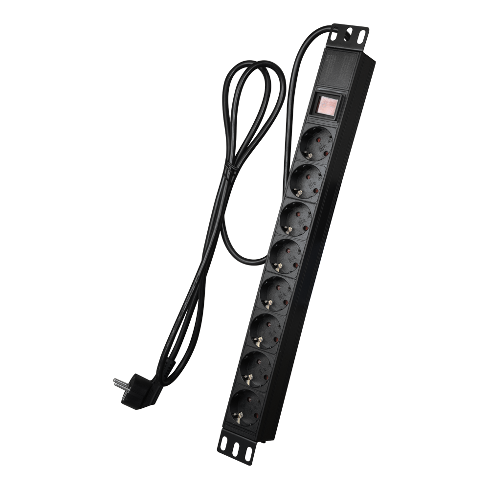 Prise multiple 8 sorties 250VAC/16A noir