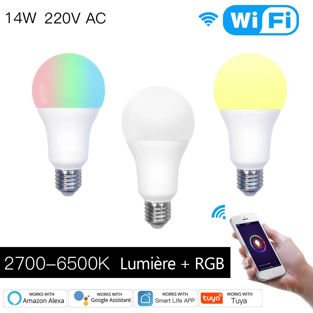Lampe connectée Wi-Fi MOES / WB-A14-RCW-E27-220