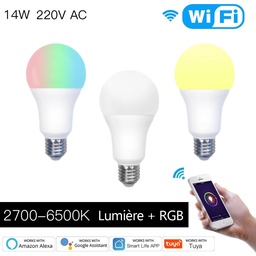 [DOM-E27-WW] Lampe connectée Wi-Fi MOES / WB-A14-RCW-E27-220