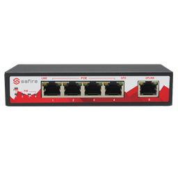 [SW0504POE-GIGA-65W] Switch Safire 4 ports PoE Gigabit + 1 Uplink